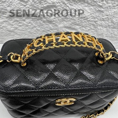 Chanel 22S Vanity Case Black Gold Chain Shoulder Crossbody Bag
