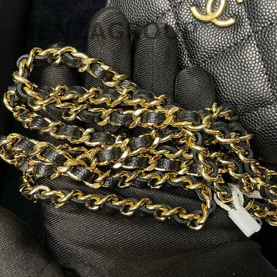 Chanel Black Quilted Leather Phone Bag with Gold Chain Strap