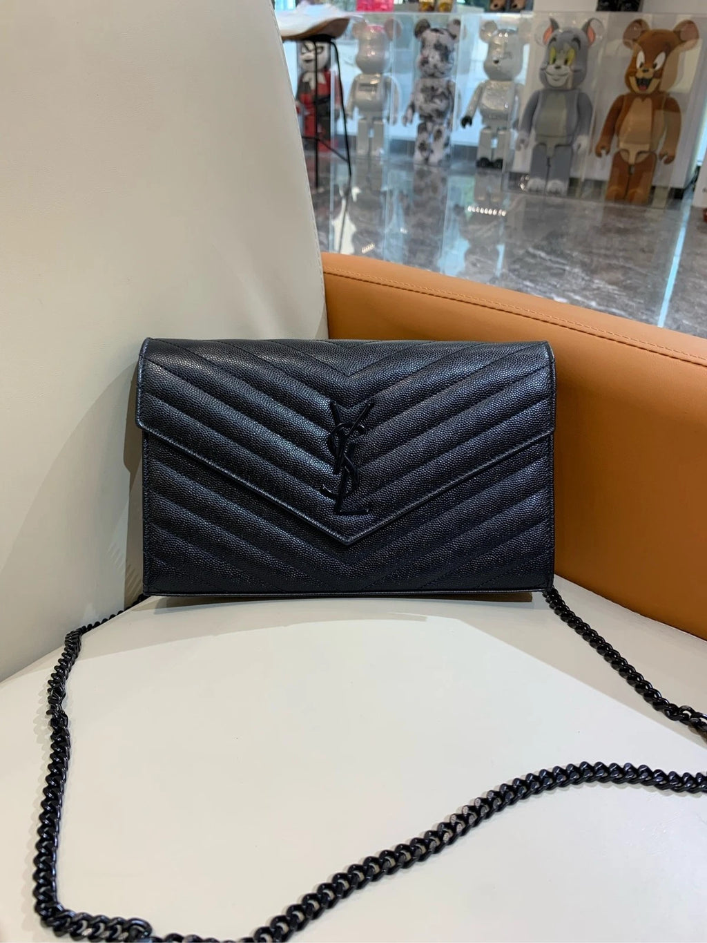YSL SoBlack Black Matelasse Mini Envelope Crossbody Bag For Women