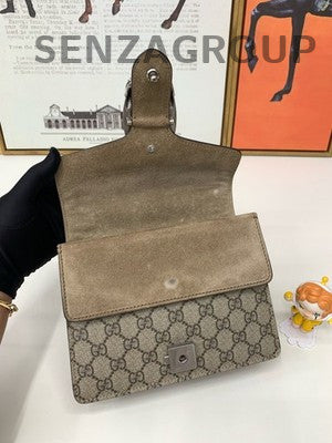 GUCCI Dionysus Small Brown Silver Chain Shoulder Crossbody Bag Women