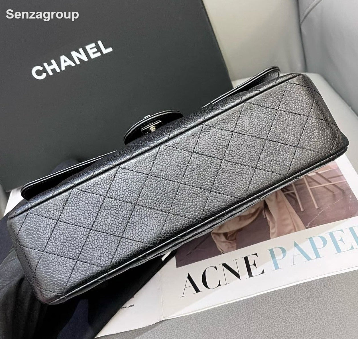 Chanel Classic Flap Chain MM Shoulder Bag Crossbody Black Silver Women Fashion