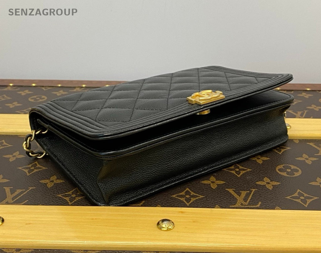 Chanel Leboy woc Diamond Pattern Chain Shoulder bag Crossbody Black Gold Women