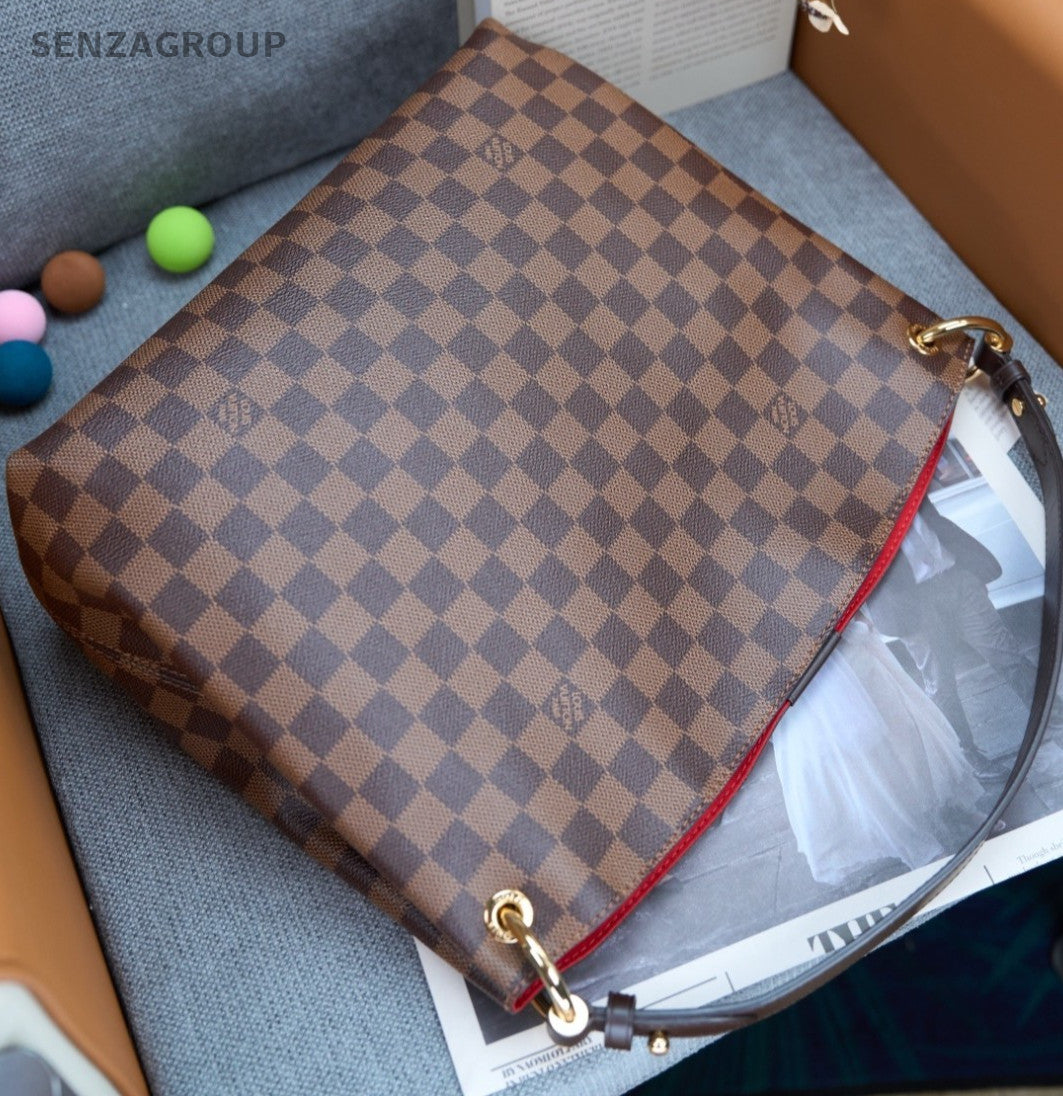 Louis Vuitton Graceful PM Damier Ebene Canvas Top Handle Shoulder Bag Brown