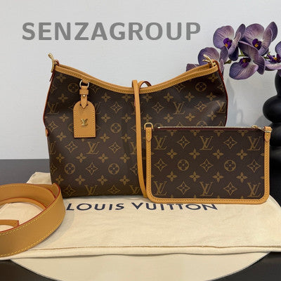 Louis Vuitton Monogram Carryall PM Shoulder Bag Brown Gold Hardware