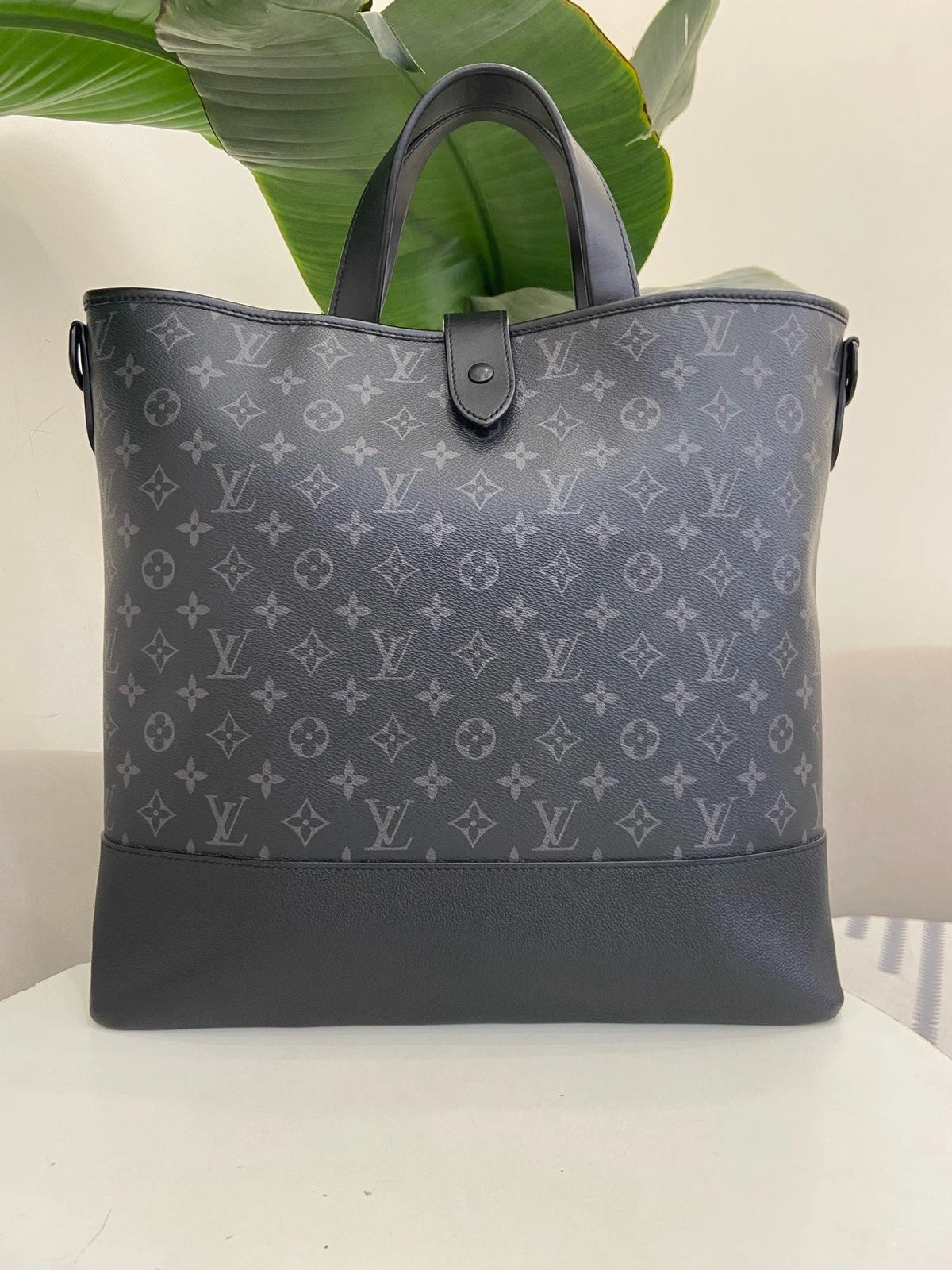Louis Vuitton Saumur Black Canvas Tote Handbag For Women