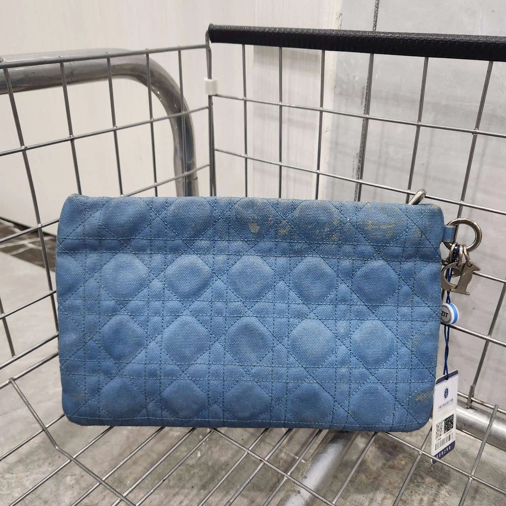 Dior Blue Quilted Tech Clutch Bag For Women
