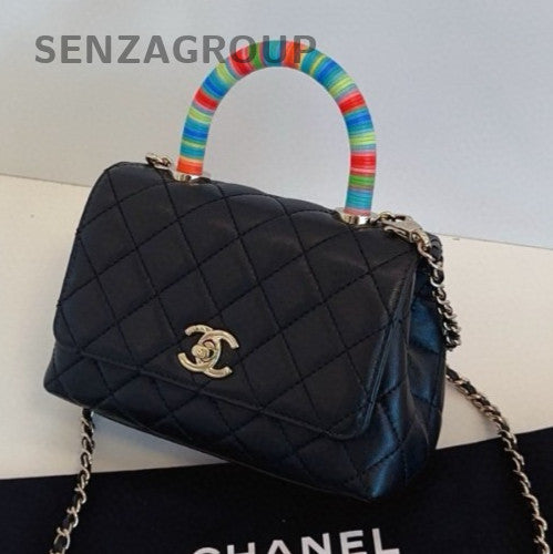 Chanel Cocohandle Mini Shoulder Bag Crossbody Black Gold Women Classic