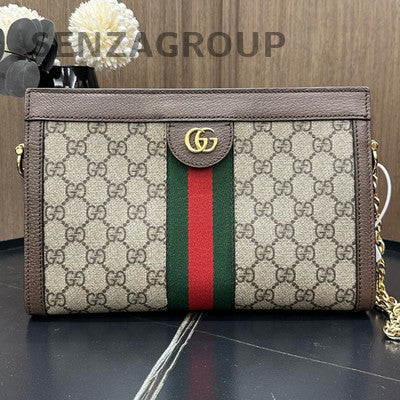 Gucci Ophidia Brown Gold Chain Shoulder Crossbody Bag Classic Women