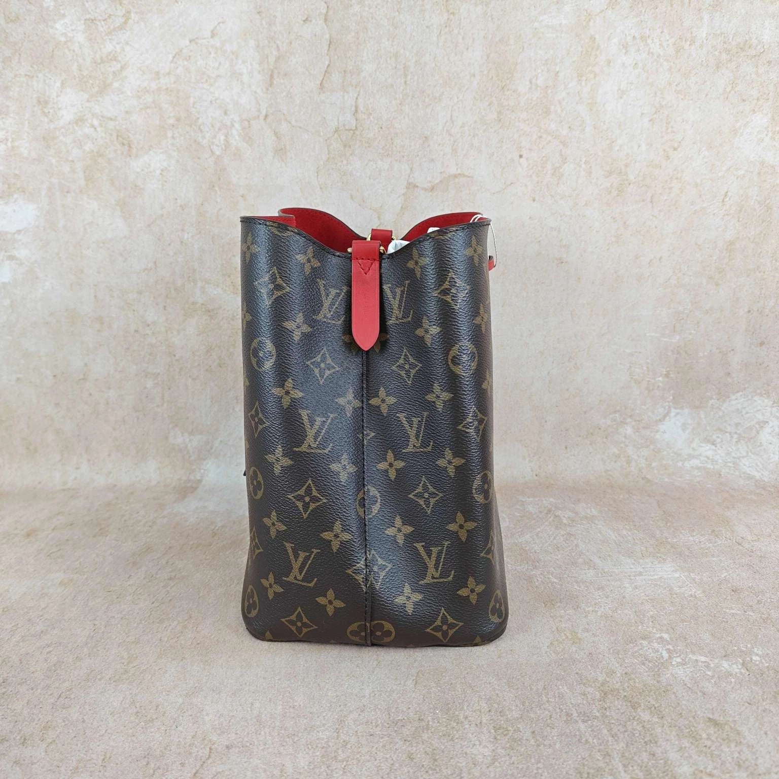 Louis Vuitton NEONOE Monogram Canvas Red Bucket Bag For Women