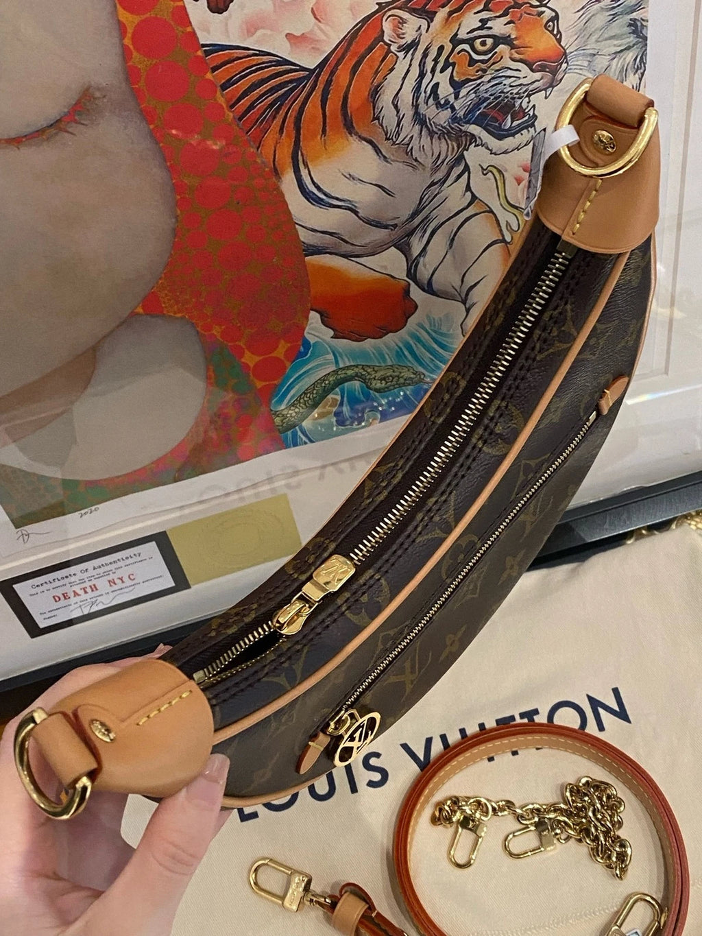 Louis Vuitton Canvas Monogram Pea Moon Bag For Women
