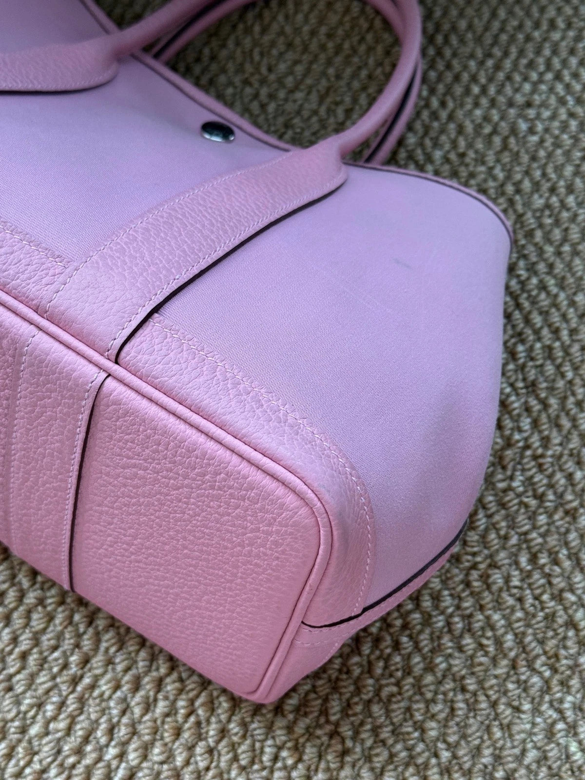 Hermes Garden Party30 Top Handle Bag Pink Silver Used Women Classic Fashion