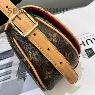Louis Vuitton Monogram Tambourine Saddle Crossbody Bag Brown Gold
