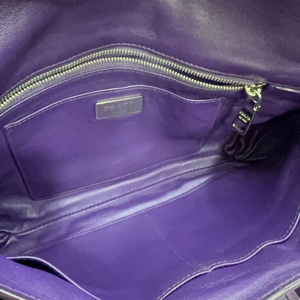 PRADA Purple Fringe Double Buckle Shoulder Crossbody Bag For Women