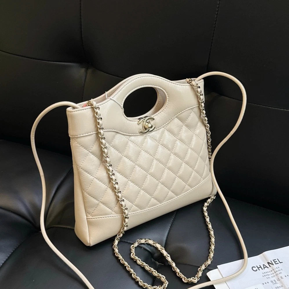 Chanel 31Bag Mini Chain Handbag Crossbody Beige Gold Women Diamond Classic