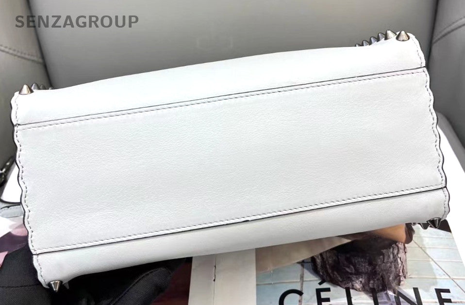 Fendi Peekaboo PM Top Handle 2way Shoulder Handbag White Women