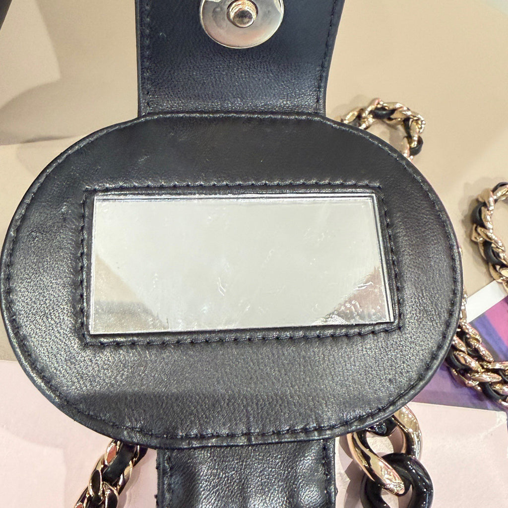 Chanel Lambskin Diamond Vanity Chain Crossbody Black Gold Women Classic Fashion