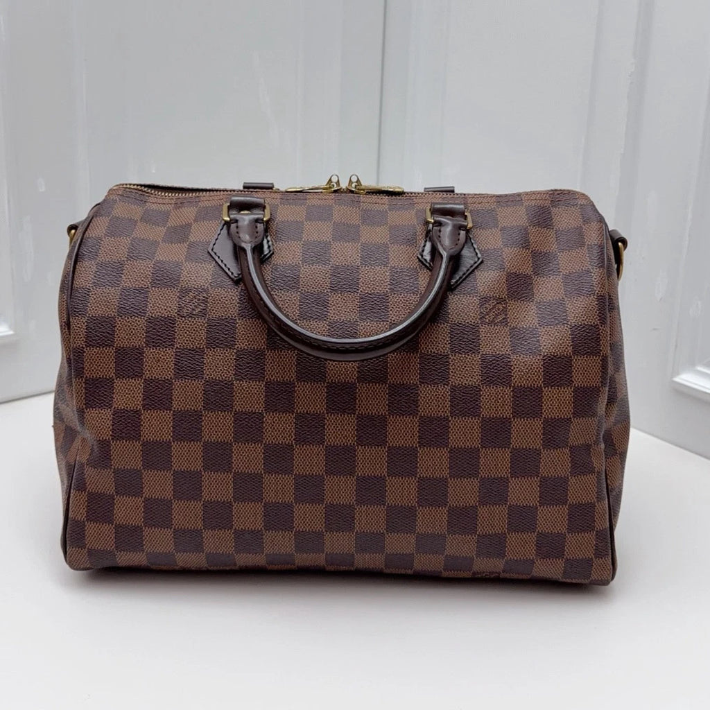 Louis Vuitton Speedy 30 Monogram Tote Top Handle Crossbody Brown Unisex