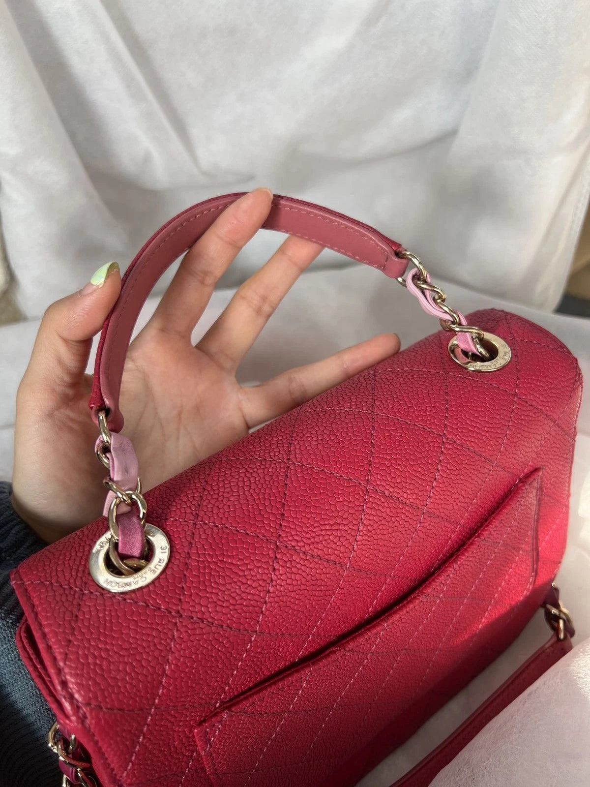 Chanel Coco Curve Cuba Calfskin Chain Shoulder Crossbody Red Gold Women Classic