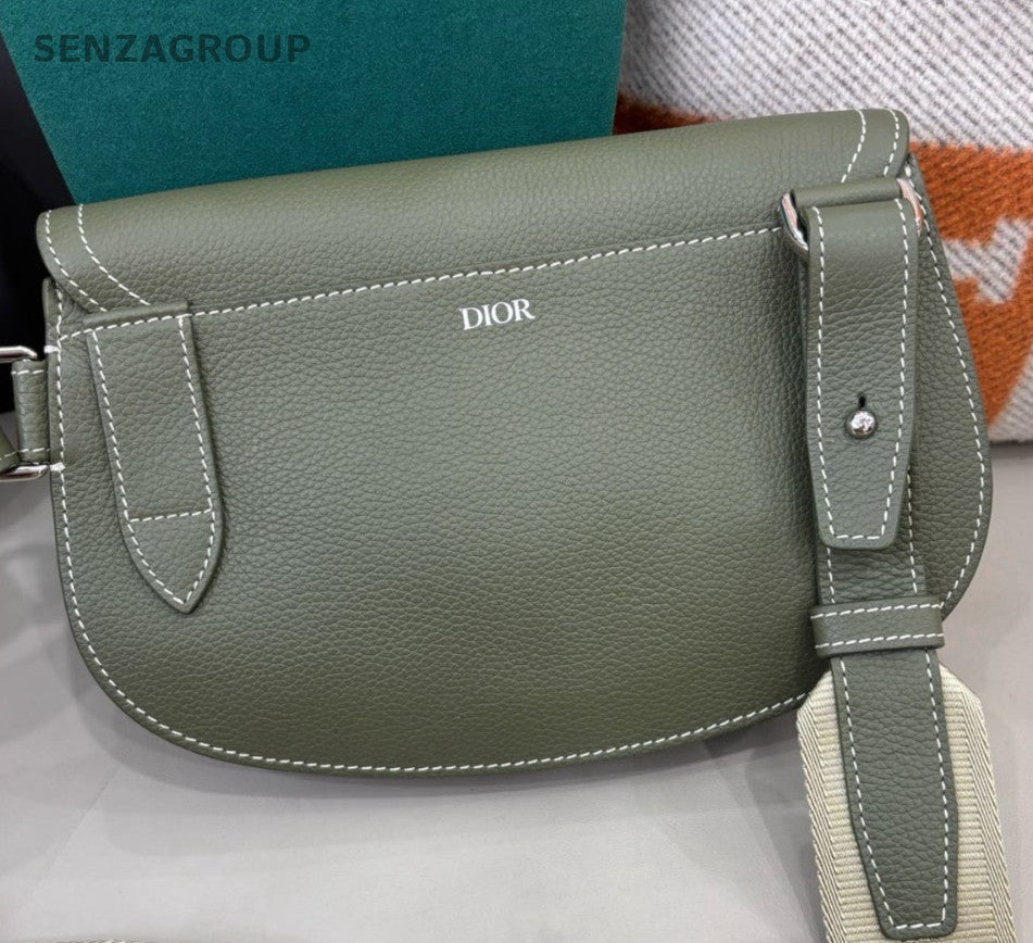 Christian Dior Saddle 2Way Shoulder Bag Crossbody Green Silver Unisex Adults