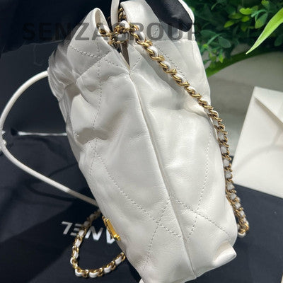 Chanel 22 Mini Bag White Gold Chain Shoulder Crossbody Women Classic