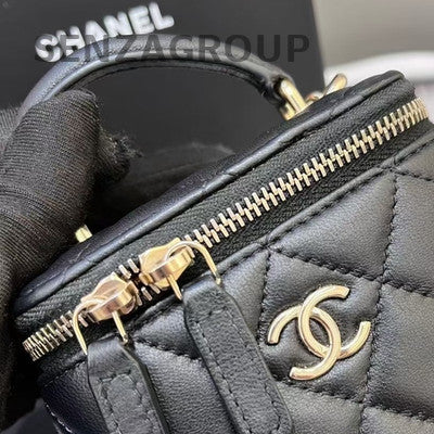 Chanel Black Gold Lambskin Mini Chain Shoulder Crossbody Bag Classic