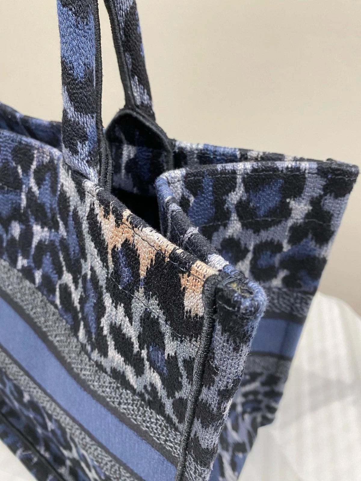 Authentic Dior Leopard Print Medium Book Tote Handbag For Women