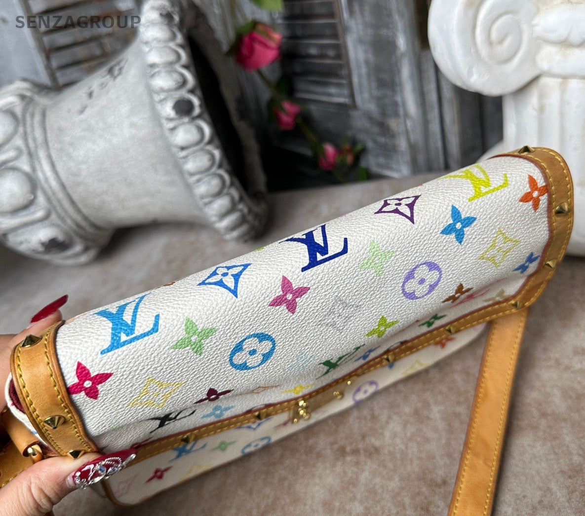 Louis Vuitton Monogram White Multicolor Shoulder Bag Crossbody Women Classic