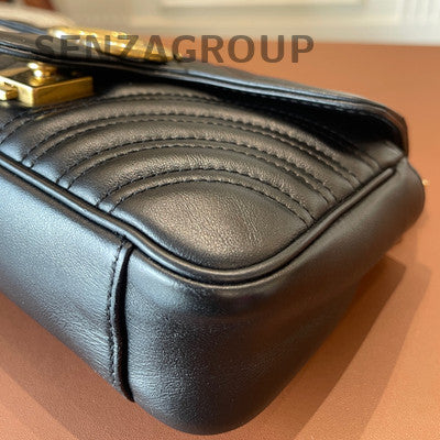 Gucci Marmont 22 Black Gold Chain Shoulder Crossbody Bag Classic Fashion