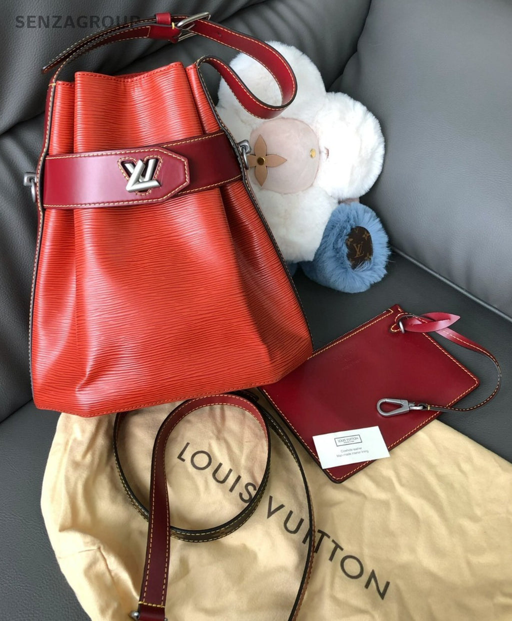 Louis Vuitton Twist Bucket Top Handle Epi Leather 2way Shoulder bag Women Red