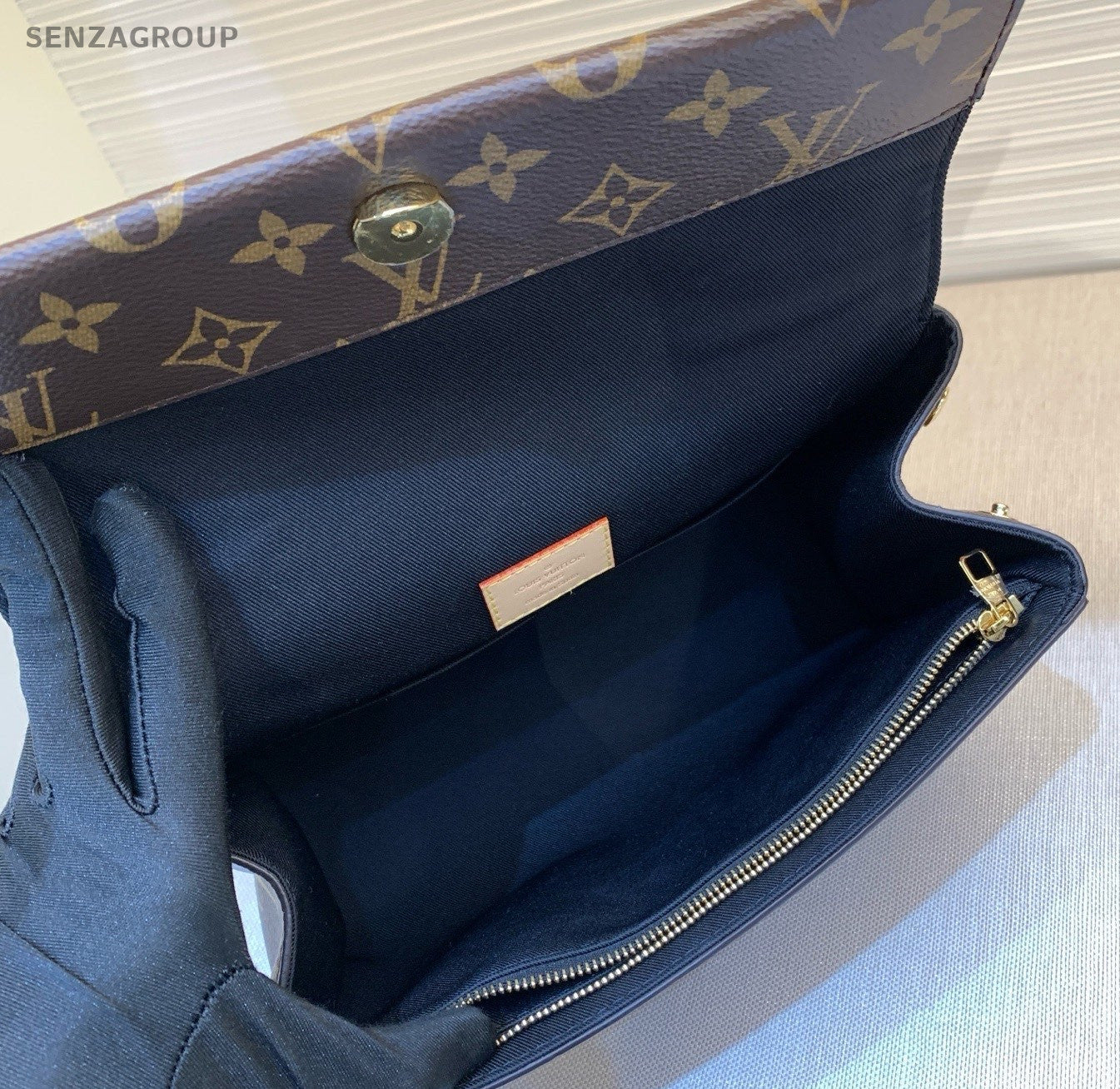 Louis Vuitton Cluny BB Monogram Top Handle Bag Crossbody Brown Gold Women