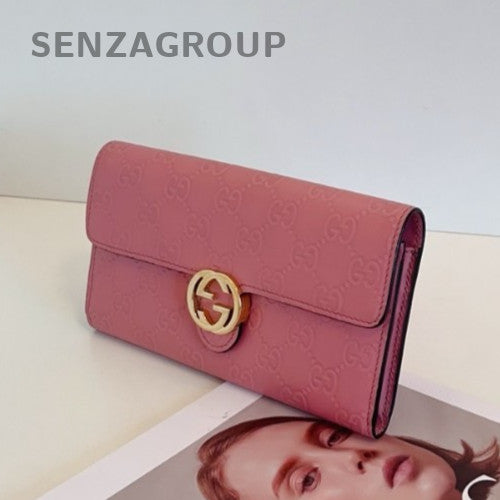 Gucci GG Marmont Long Wallet Clutch Pink Gold Used Women Classic