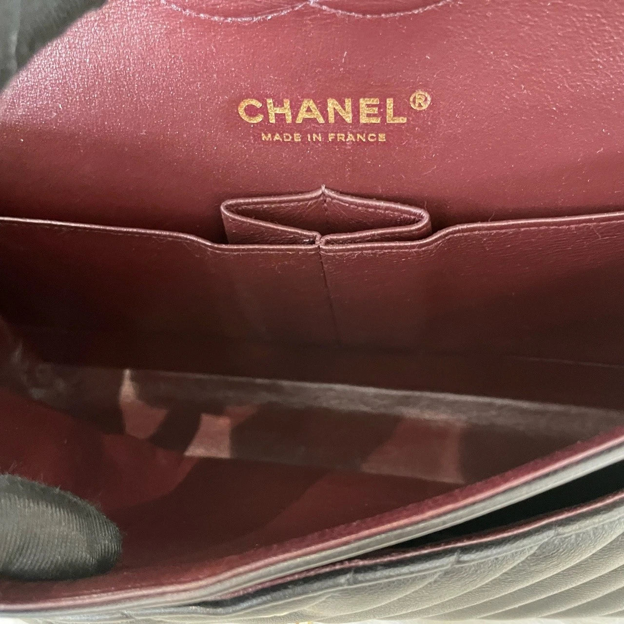 Chanel Classic Flap Medium V-Stitch Black Gold Chain Shoulder Bag
