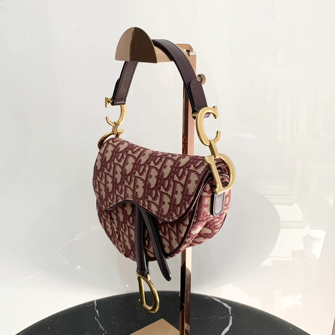 Christian Dior Oblique Red Shoulder Bag Gold Hardware Women Classic S