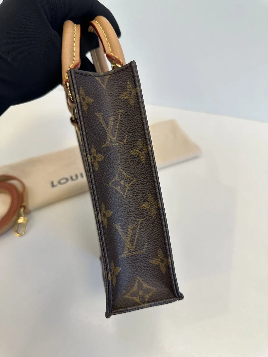 Louis Vuitton Tote Mini Monogram Top Handle Crossbody Bag Brown Women Classic