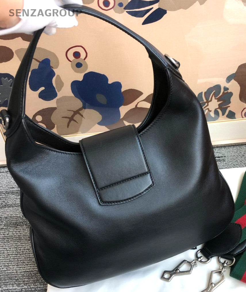 GUCCI Hobo Shoulder bag 2way Handbag Classic color combinations Women Black