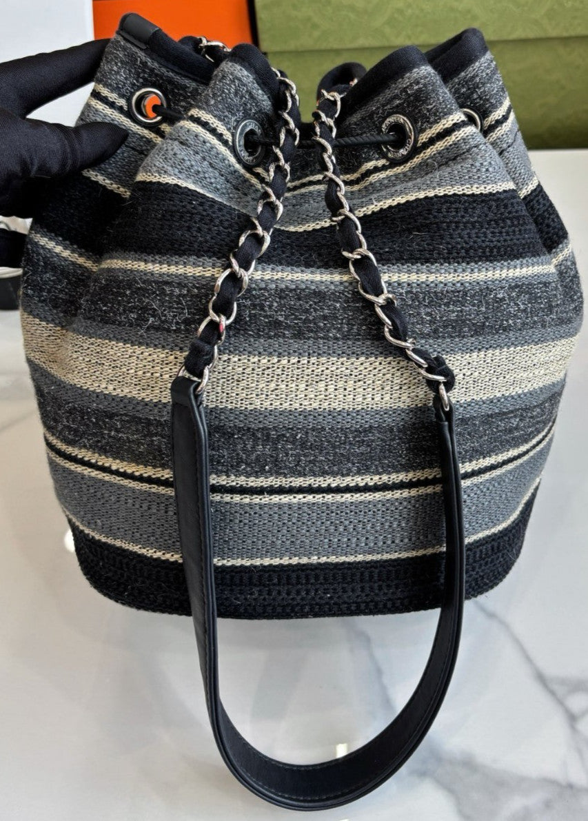 CHANEL Beach Series Drawstring Bucket Shoulder bag Canvas Women