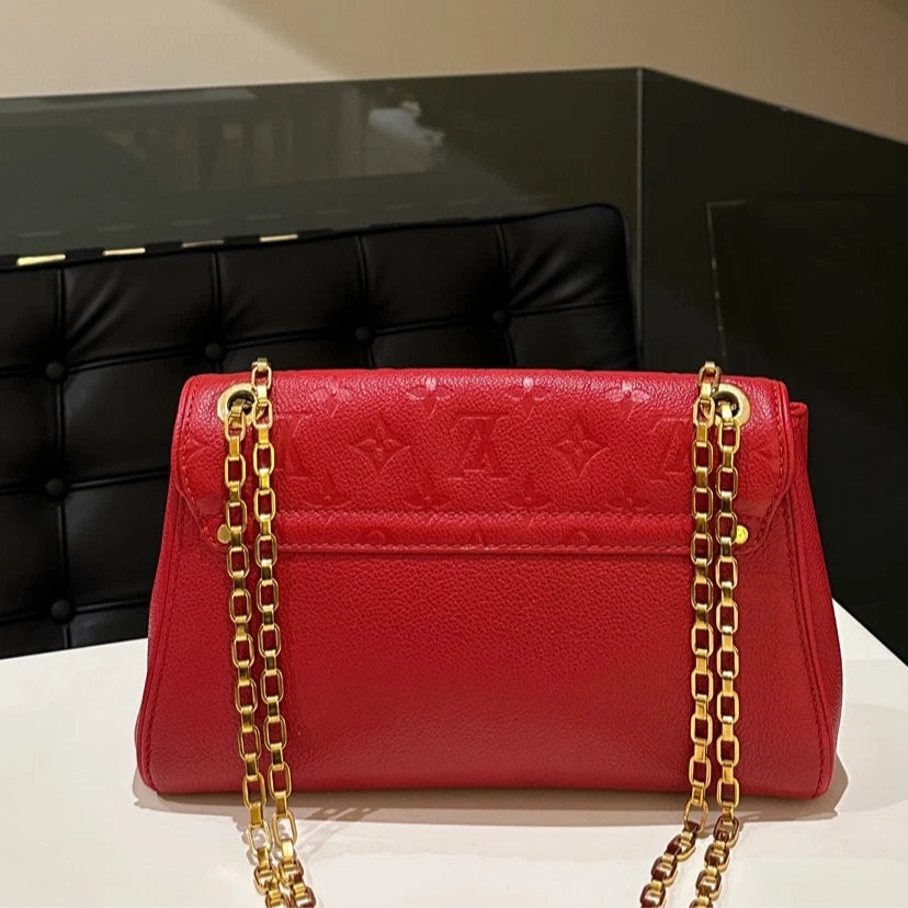 Louis Vuitton Saint Germain Red Gold Hardware Chain Shoulder Crossbody Bag