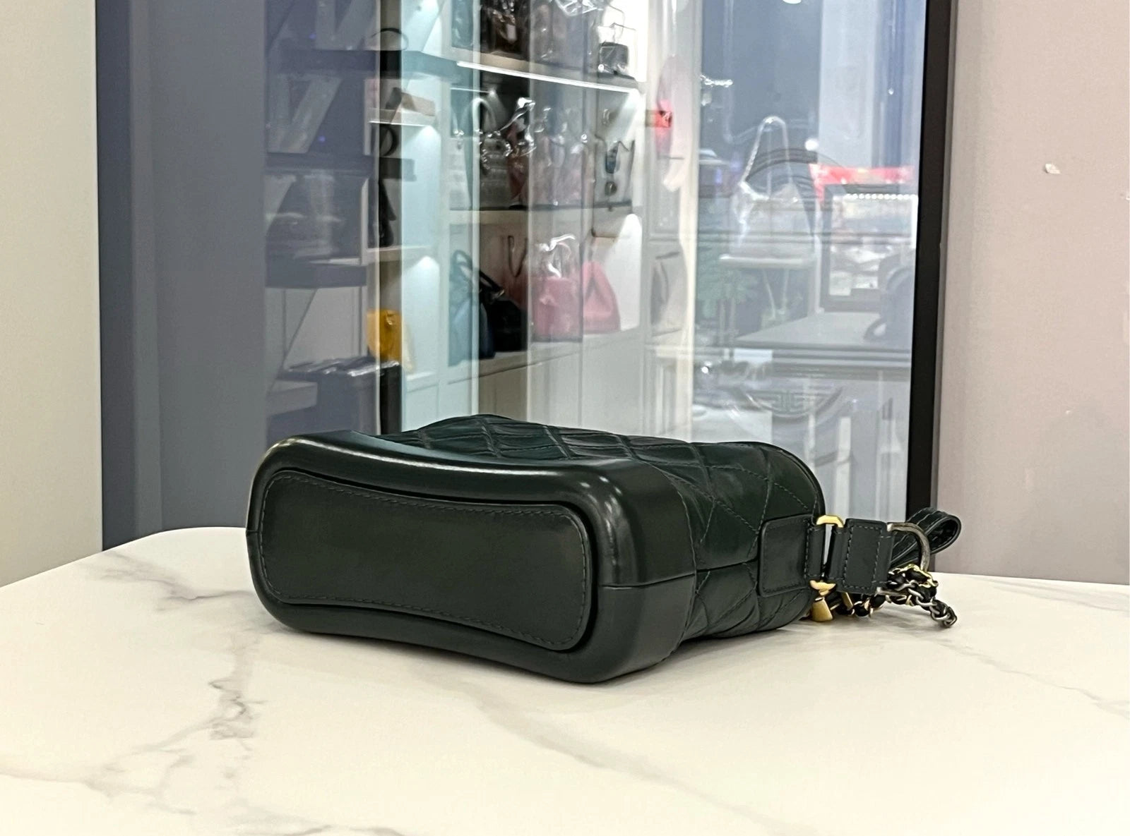 CHANEL Gabrielle Small Green Chain Shoulder Crossbody Women