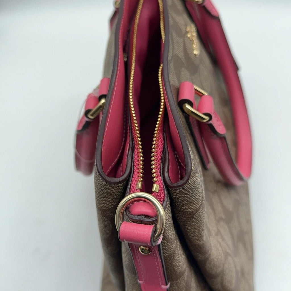 Coach Brown Monogram Canvas Tote Crossbody Shoulder Handbag For Women