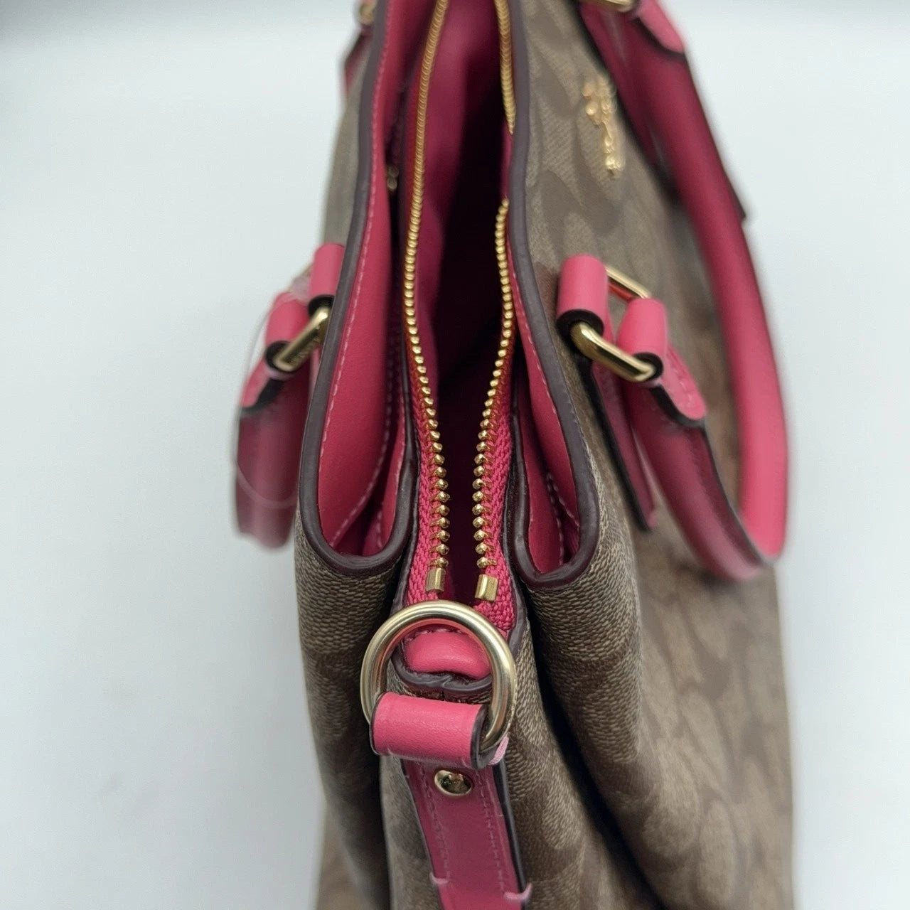 Coach Brown Monogram Canvas Tote Crossbody Shoulder Handbag For Women