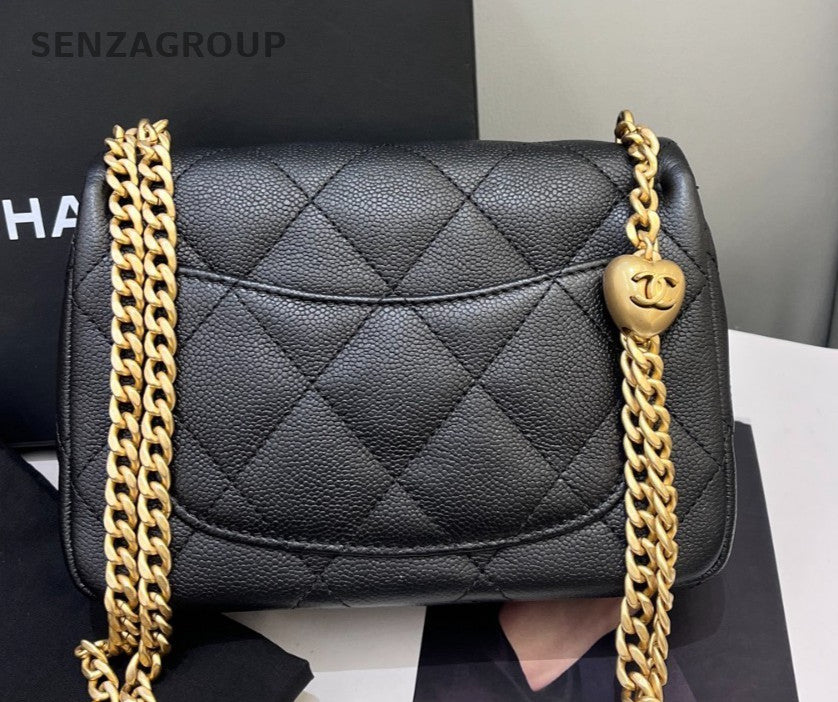 Chanel Classic Flap Chain Black Gold Diamond Shoulder Bag Women Classic Fashion