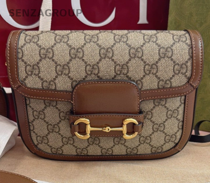 Gucci1955 PM Shoulder Bag Beige Brown Gold Women Classic Fashion