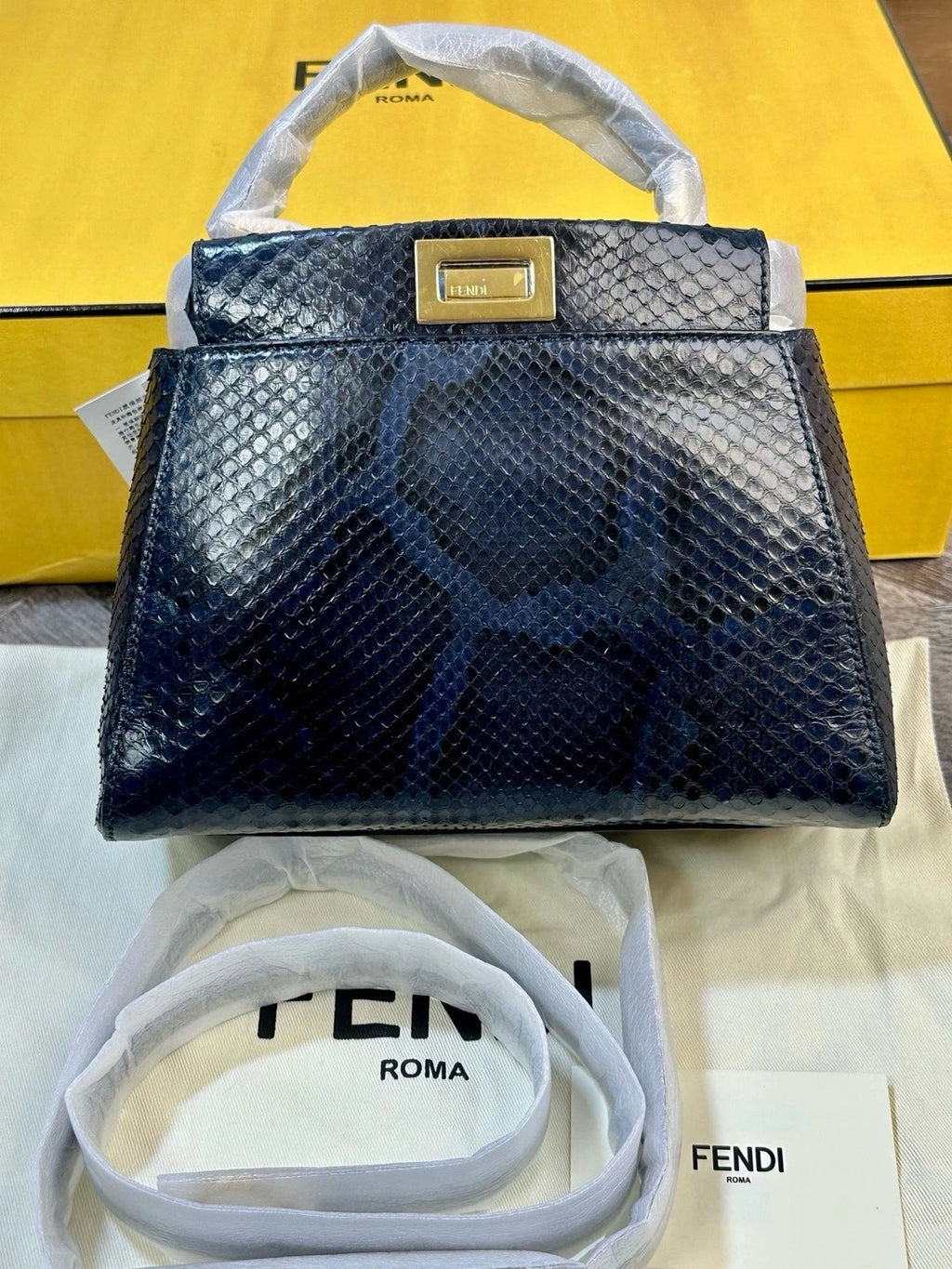 Fendi Mini Peekaboo Navy Handbag Shoulder Crossbody For Women