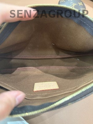Louis Vuitton Monogram Zip Shoulder Crossbody Bag Brown Green Gold Classic Women