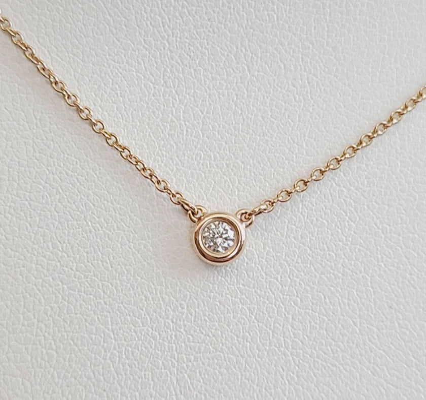 Tiffany &amp; Co Elsa Peretti Diamonds by the Yard Pendant 18K Rose Gold Necklace