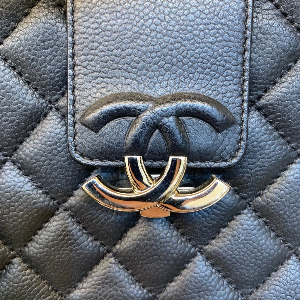 Chanel Calfskin Camera Bag Chain Shoulder Crossbody Black Silver Diamond