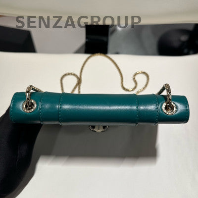 Bvlgari Serpenti Forever Green Leather Chain Shoulder Bag Gold Clasp
