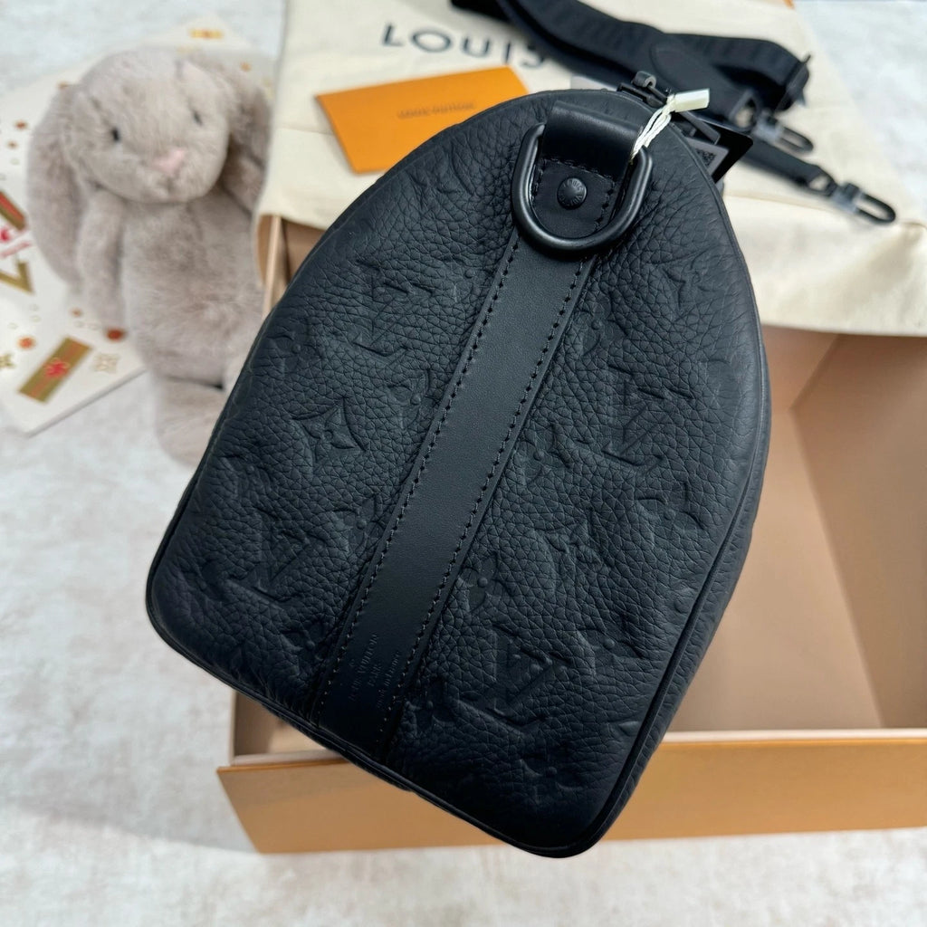 Louis Vuitton Keepall Epi Leather Black Handbag Top Handle Excellent