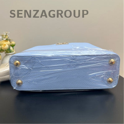 Louis Vuitton Capucines BB Blue Silver Handbag Shoulder Bag