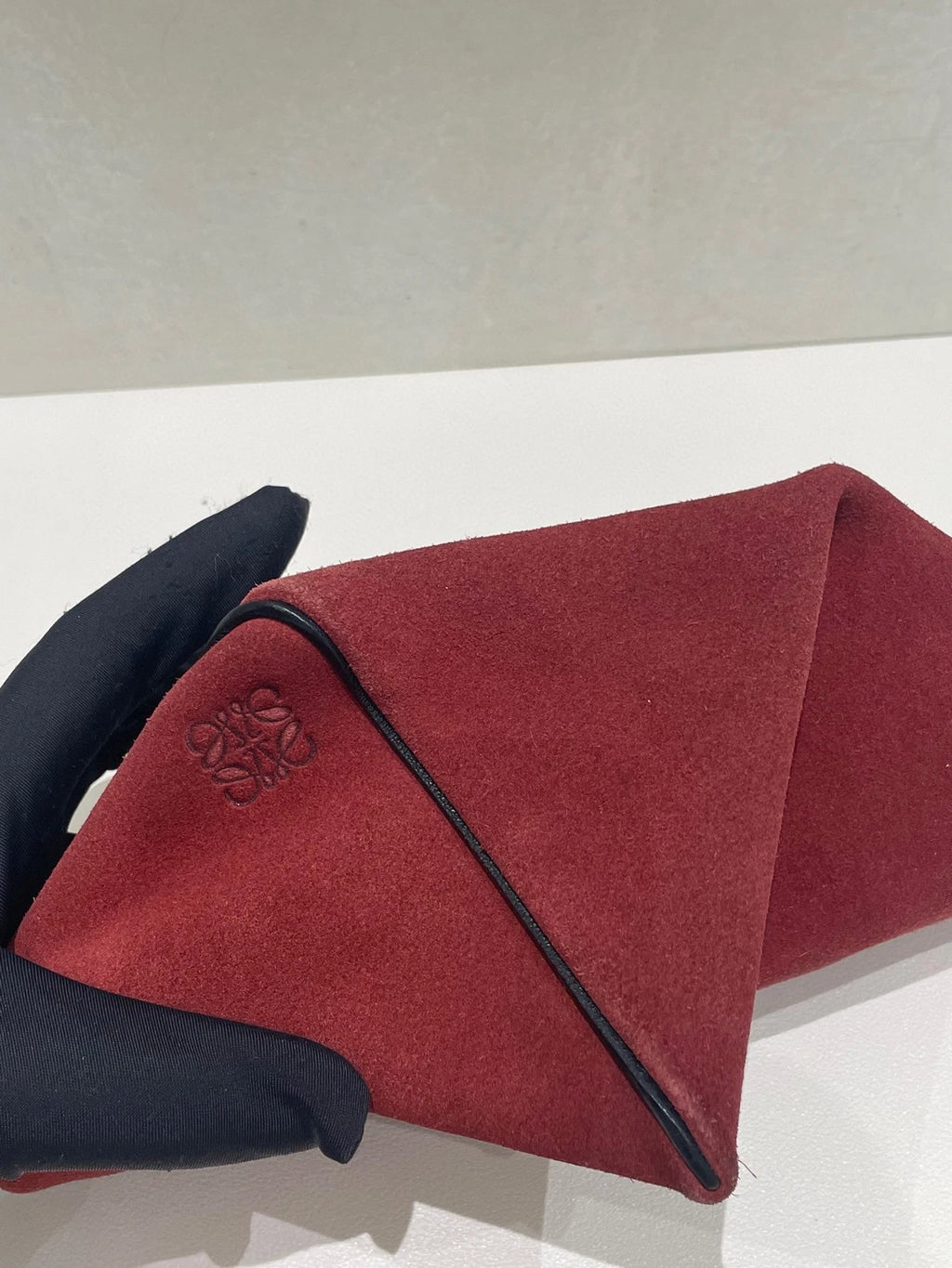 Loewe Leather Red Brown Bow Triangle Clutch For Women